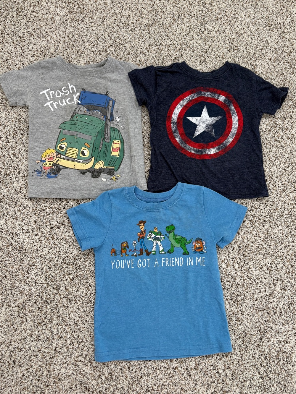Toddler Boy Short-Sleeve T-Shirt Bundle, Trash Truck, Toy Story, Marvel, 2T